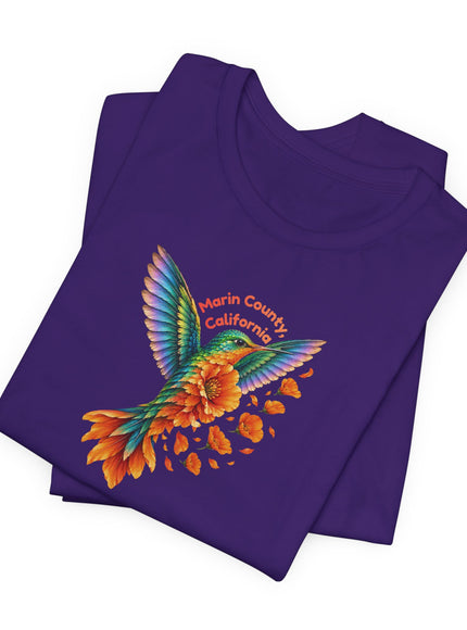 "Hummingbird and Poppies" Unisex Jersey Short Sleeve Tee