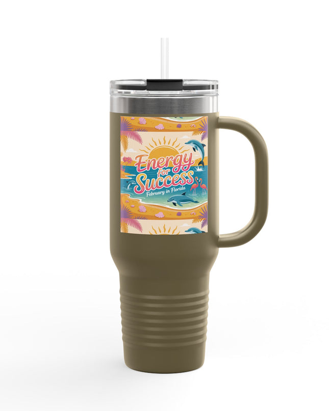 "February in Florida, Energy for Success" Insulated Travel Mug, 40oz