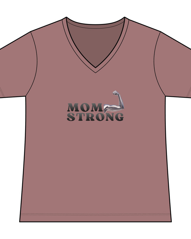 "Mom Strong" Women's Relaxed Jersey Short Sleeve V-Neck Tee