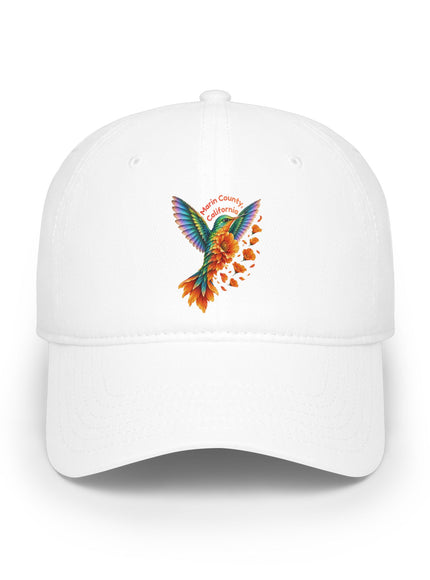 "Hummingbird and Poppies" Low Profile Baseball Cap