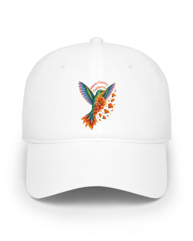 "Hummingbird and Poppies" Low Profile Baseball Cap