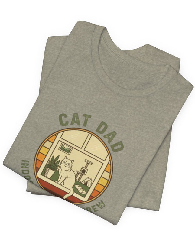 "Cat Dad Indoor Adventure Crew" Unisex Jersey Short Sleeve Tee