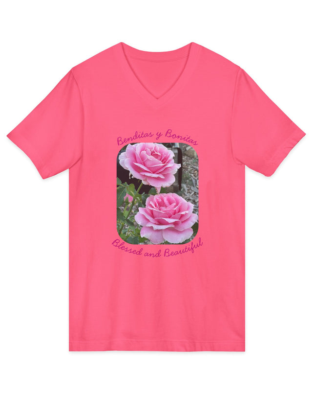 "Blessed and Beautiful" Ladies' V-Neck T-Shirt