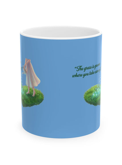 "The Grass is Greener Where You Water It" Ceramic Mug, (11oz, 15oz)