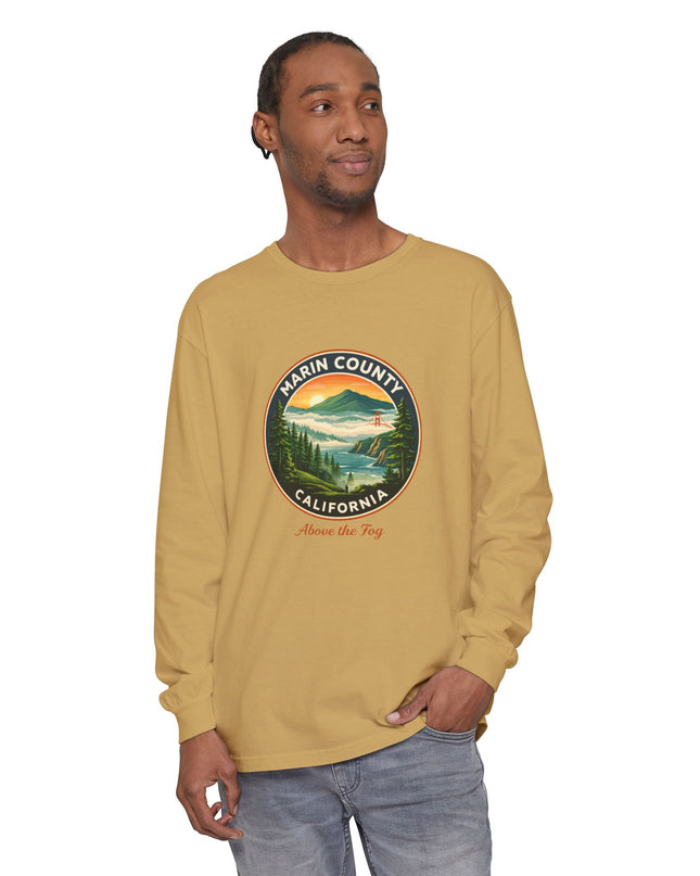 "Marin County, Above the Fog" Unisex Garment-dyed Long Sleeve T-Shirt