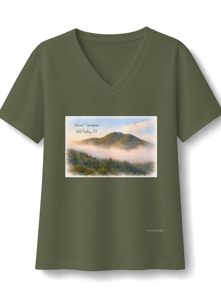 "Mount Tamalpais, Mill Valley, California" Women's Relaxed Jersey Short Sleeve V-Neck Tee