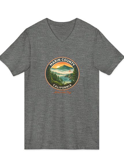 "Marin County, Above the Fog" Unisex Jersey Short Sleeve V-Neck Tee