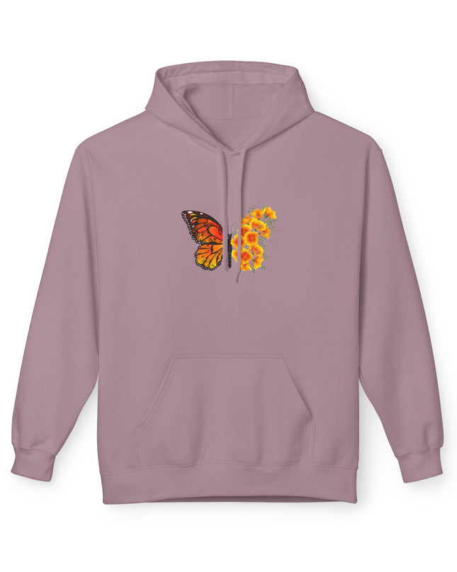 "Butterfly Poppies" (Ink front and back) Unisex Midweight Softstyle Fleece Hoodie