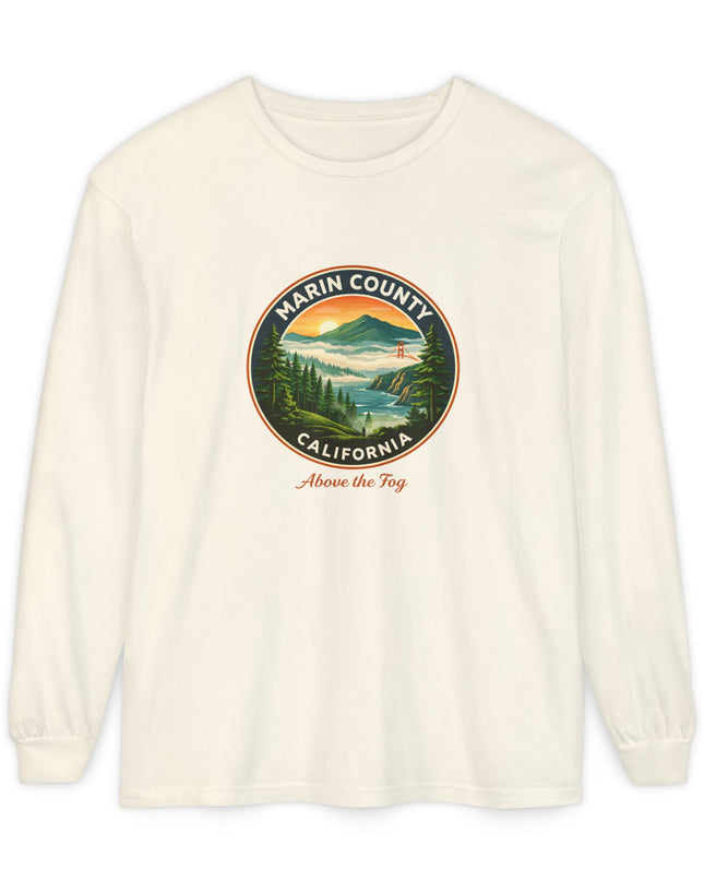 "Marin County, Above the Fog" Unisex Garment-dyed Long Sleeve T-Shirt