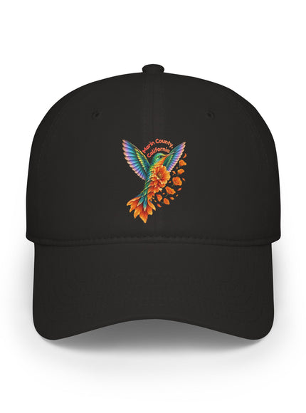 "Hummingbird and Poppies" Low Profile Baseball Cap
