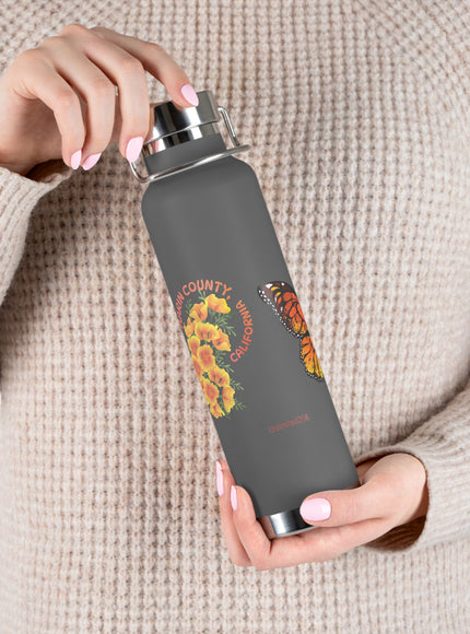 "Butterflies and Poppies Marin County, California" Copper Vacuum Insulated Bottle, 22oz