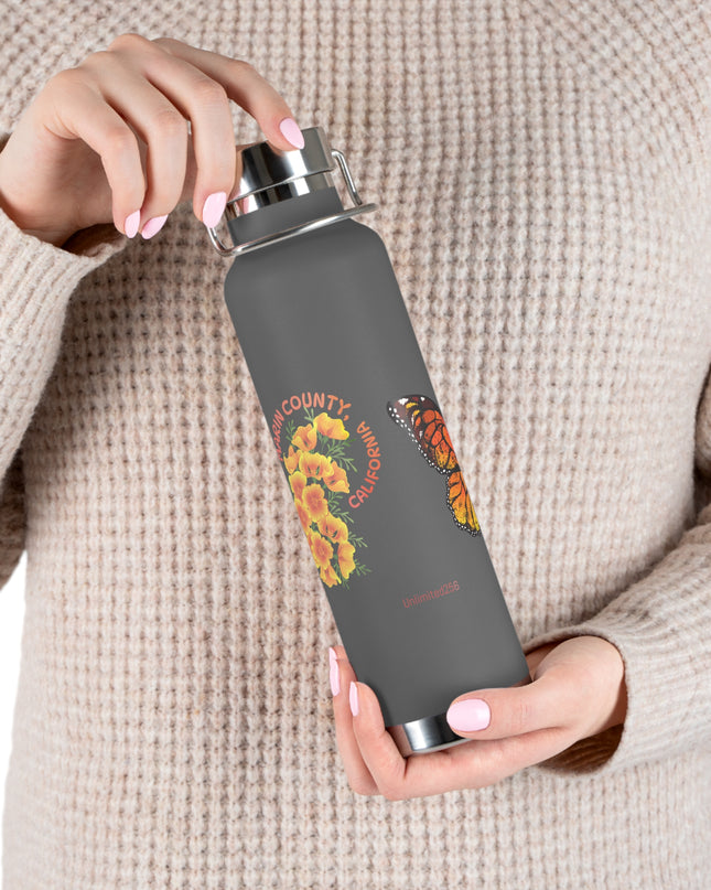 "Butterflies and Poppies Marin County, California" Copper Vacuum Insulated Bottle, 22oz
