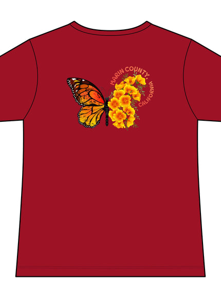 "Butterfly Poppies" Women's Ideal V-Neck Tee