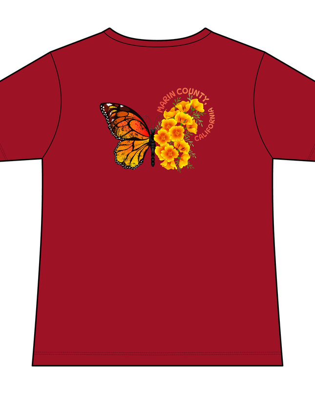 "Butterfly Poppies" Women's Ideal V-Neck Tee
