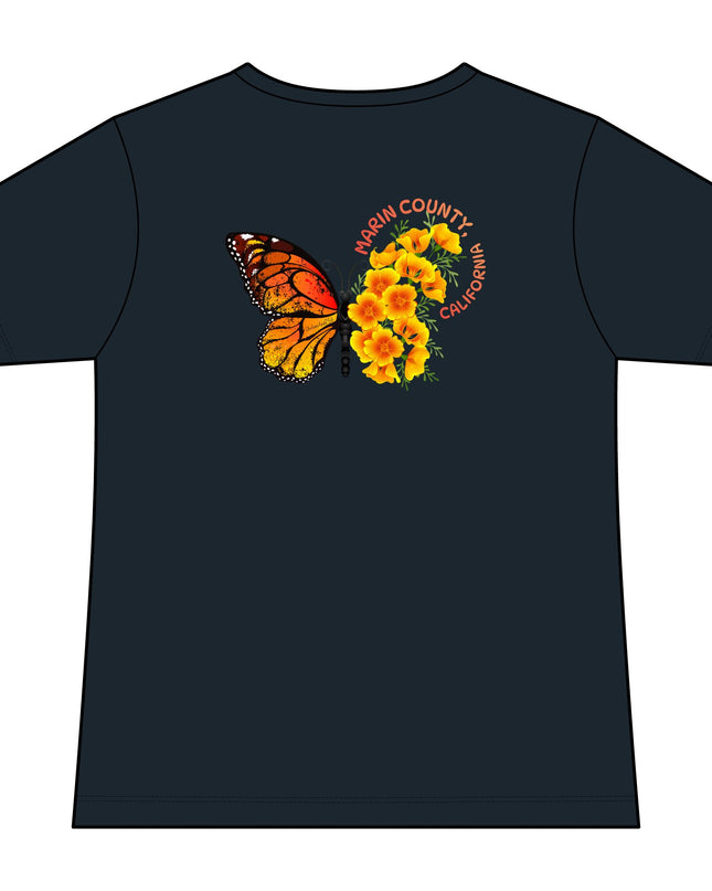 "Butterfly Poppies" Women's Ideal V-Neck Tee