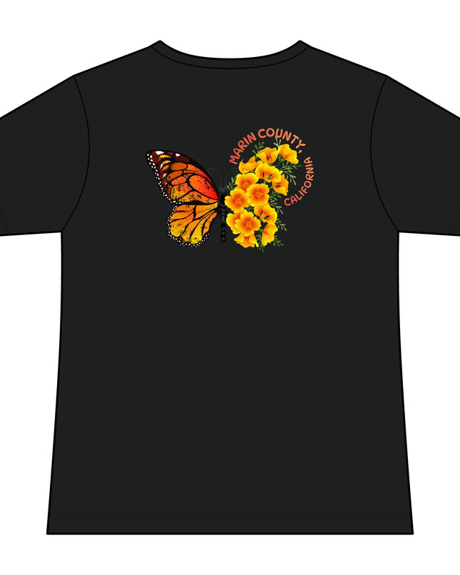 "Butterfly Poppies" Women's Ideal V-Neck Tee