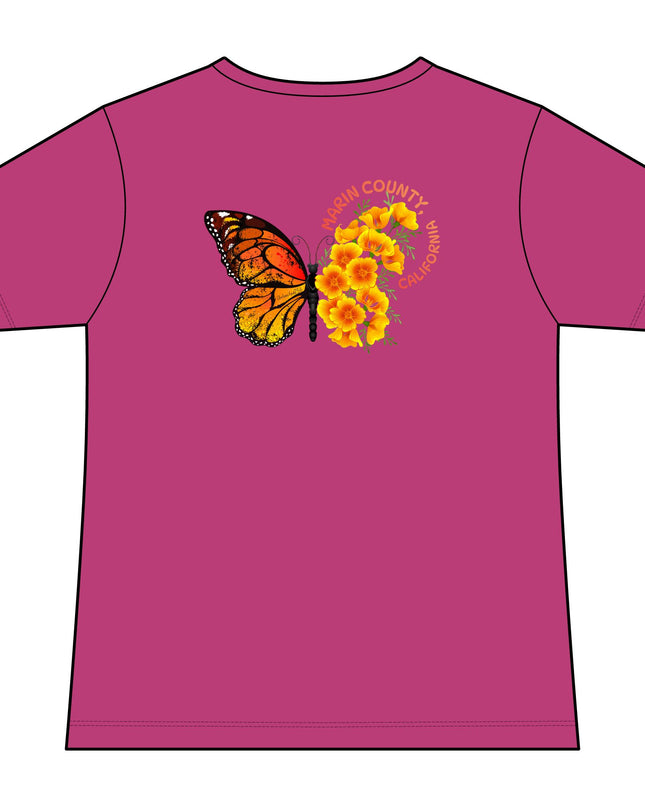 "Butterfly Poppies" Women's Ideal V-Neck Tee