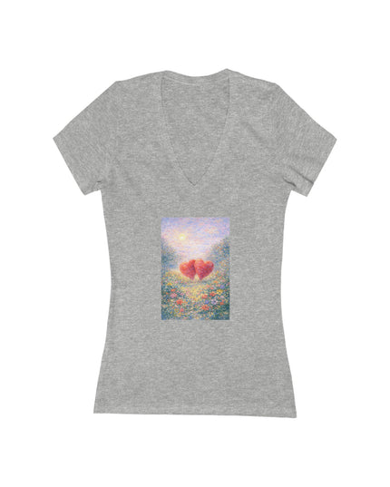 "Valentine's Day - Monet Style" Women's Jersey Short Sleeve Deep V-Neck Tee
