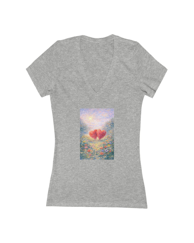 "Valentine's Day - Monet Style" Women's Jersey Short Sleeve Deep V-Neck Tee