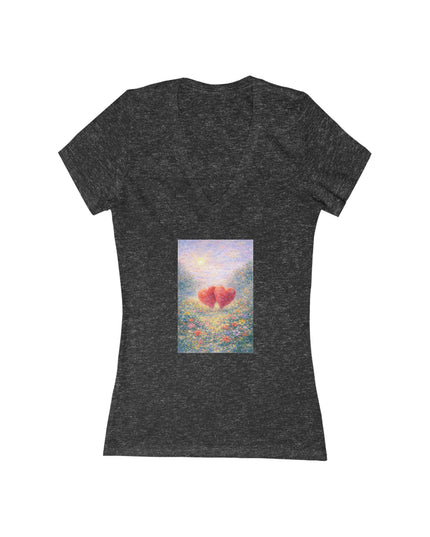 "Valentine's Day - Monet Style" Women's Jersey Short Sleeve Deep V-Neck Tee