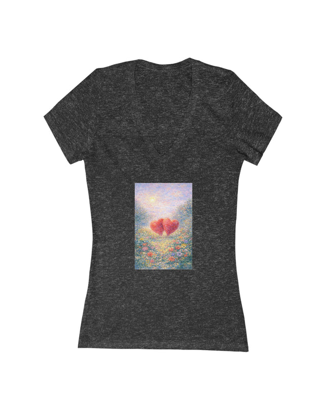 "Valentine's Day - Monet Style" Women's Jersey Short Sleeve Deep V-Neck Tee