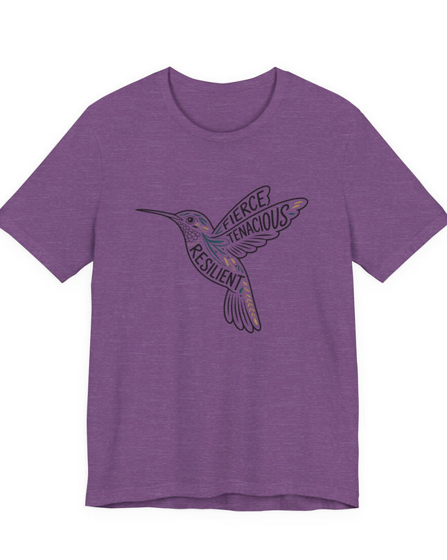 "Hummingbird with words in it" Unisex Jersey Short Sleeve Tee