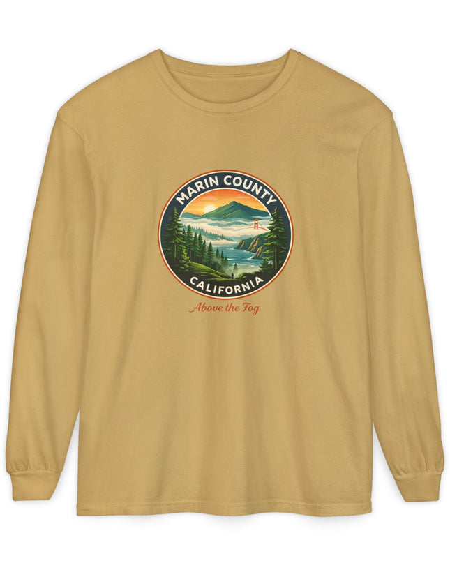 "Marin County, Above the Fog" Unisex Garment-dyed Long Sleeve T-Shirt