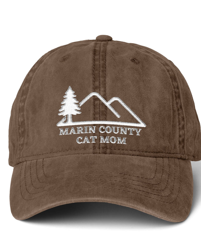"Marin County Cat Mom" Women's Pigment-Dyed Cap with Fashion Undervisor (Embroidery)