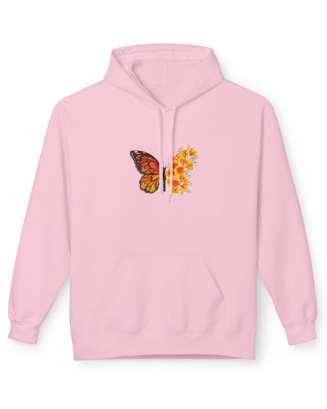 "Butterfly Poppies" (Ink front and back) Unisex Midweight Softstyle Fleece Hoodie