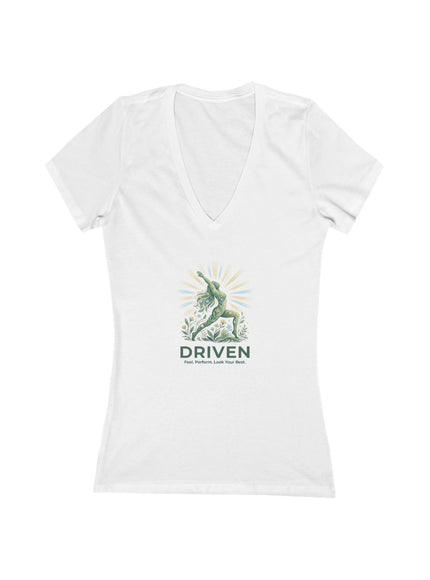 "Driven" Women's Jersey Short Sleeve Deep V-Neck Tee