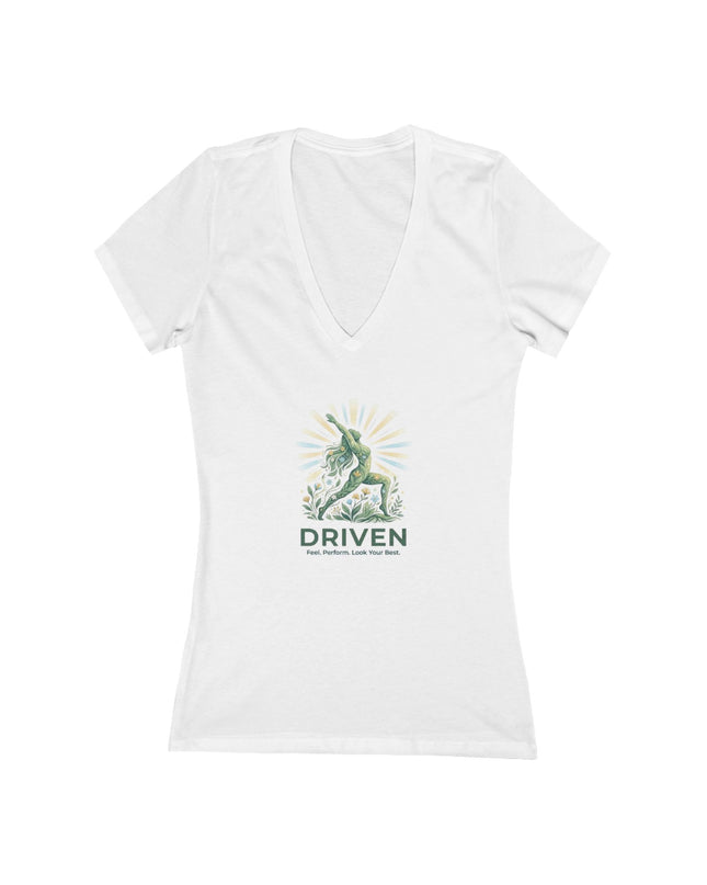 "Driven" Women's Jersey Short Sleeve Deep V-Neck Tee