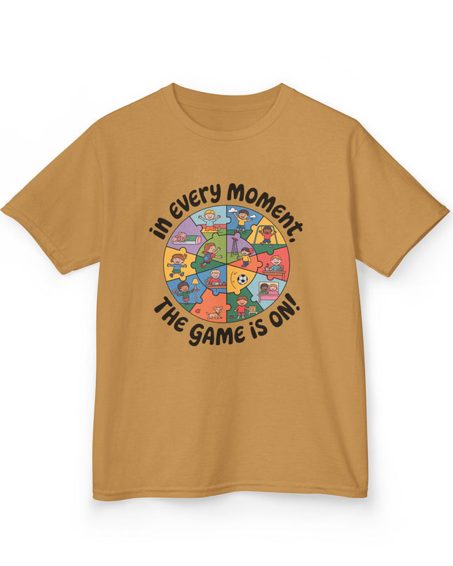 "In every moment, the game is on" Kids Short Sleeve Tee