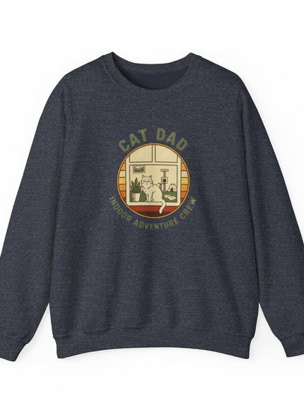 "Cat Dad Indoor Adventure Crew" Unisex Adult Sweatshirt