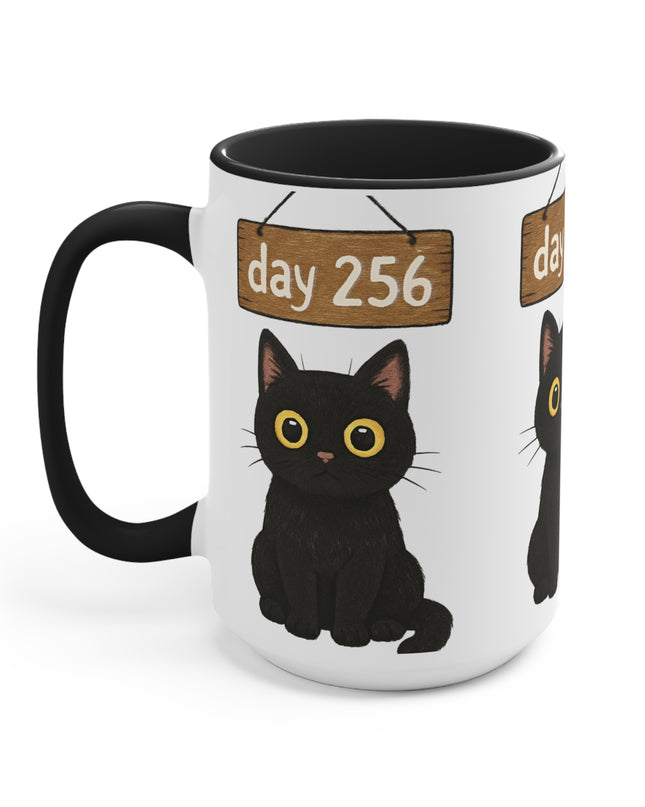"Day 256 Not Blinking Black Cat" Accent Mug