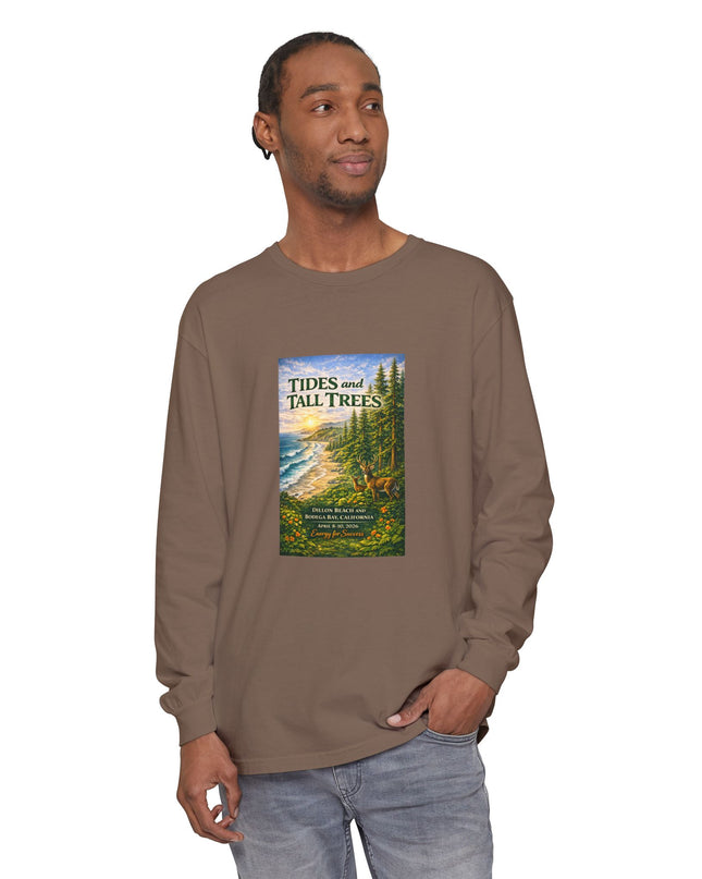 "Tides and Tall Trees" Unisex Garment-dyed Long Sleeve T-Shirt