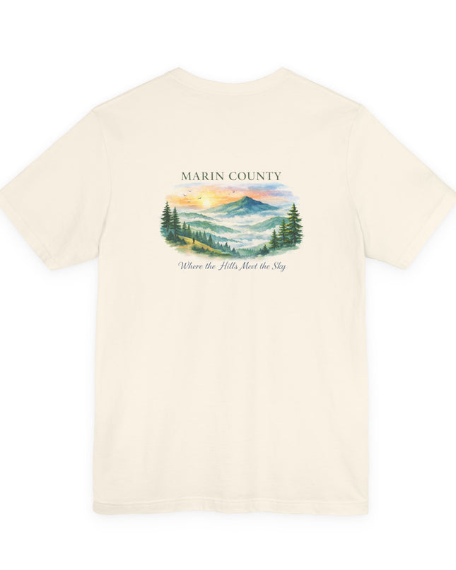 "Marin County, Where the Hills Meet the Sky" Unisex Jersey Short Sleeve Tee