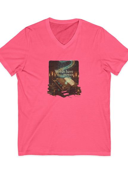 "Words Have Power" Unisex Jersey Short Sleeve V-Neck Tee