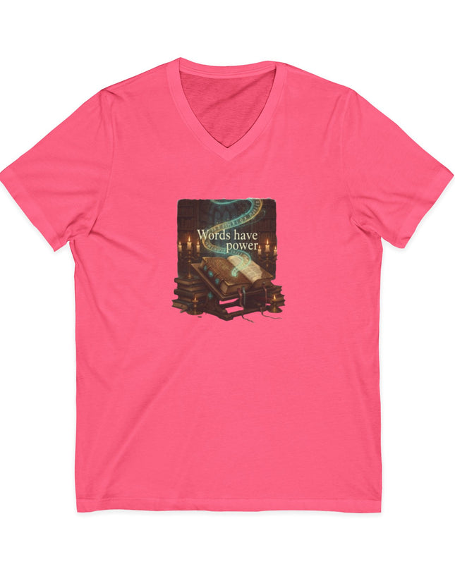 "Words Have Power" Unisex Jersey Short Sleeve V-Neck Tee