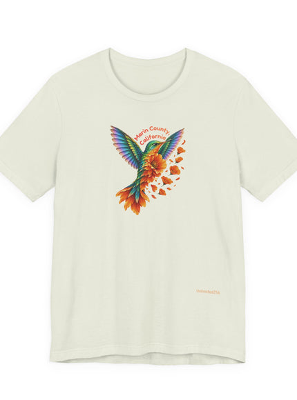 "Hummingbird and Poppies" Unisex Jersey Short Sleeve Tee