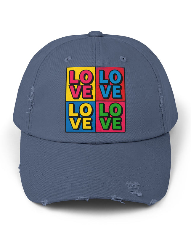 "Love (Andy Warhol style)"Unisex Distressed Cap