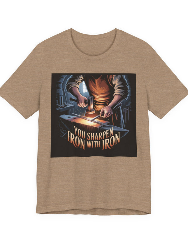 "You sharpen iron with iron" Unisex Jersey Short Sleeve Tee