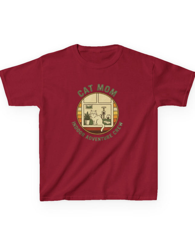 "Cat Mom Indoor Adventure Crew" Kids Heavy Cotton Tee