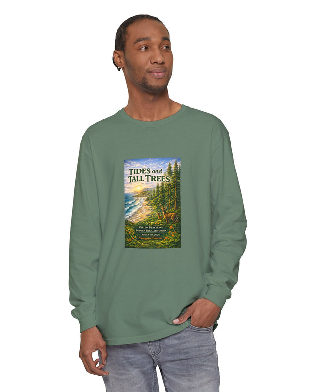 "Tides and Tall Trees" Unisex Garment-dyed Long Sleeve T-Shirt
