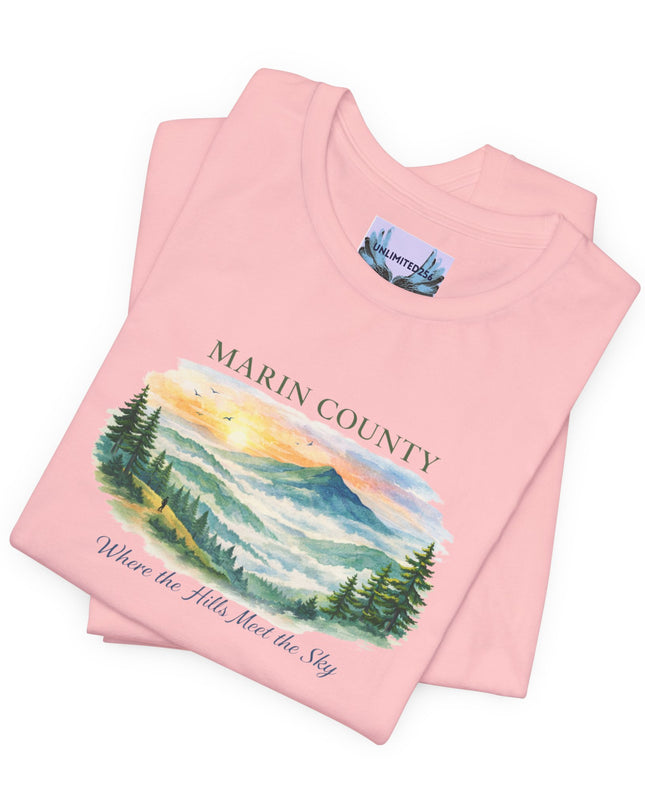 "Marin County, Where the Hills Meet the Sky" Unisex Jersey Short Sleeve Tee