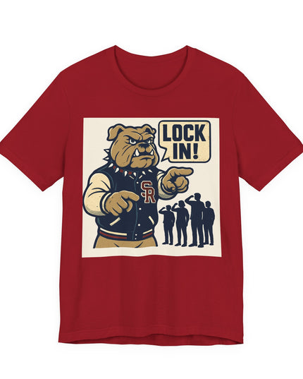 "The Fierce San Rafael High School Bulldog says Lock in!" Unisex Jersey Short Sleeve Tee