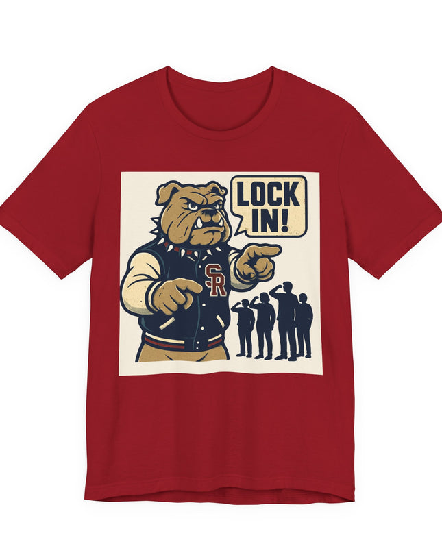 "The Fierce San Rafael High School Bulldog says Lock in!" Unisex Jersey Short Sleeve Tee