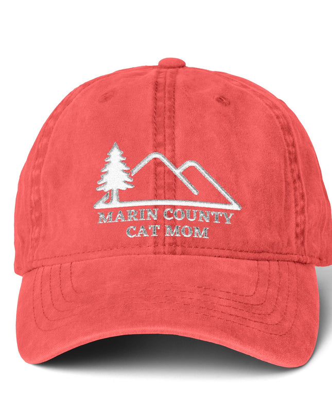 "Marin County Cat Mom" Women's Pigment-Dyed Cap with Fashion Undervisor (Embroidery)
