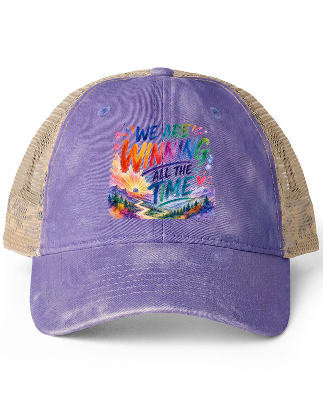 "We are Winning all the Time" Women's Washed Mesh-Back Cap
