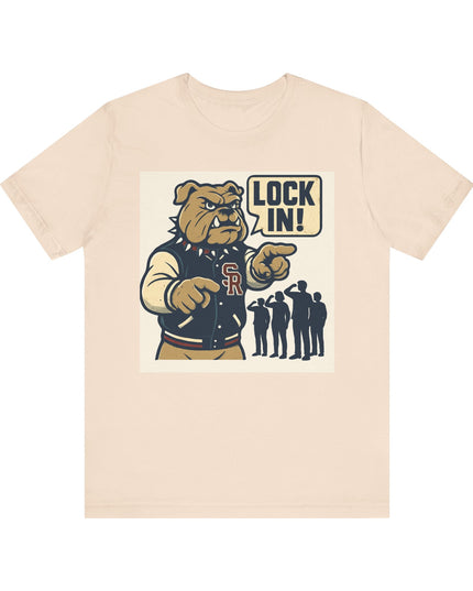 "The Fierce San Rafael High School Bulldog says Lock in!" Unisex Jersey Short Sleeve Tee