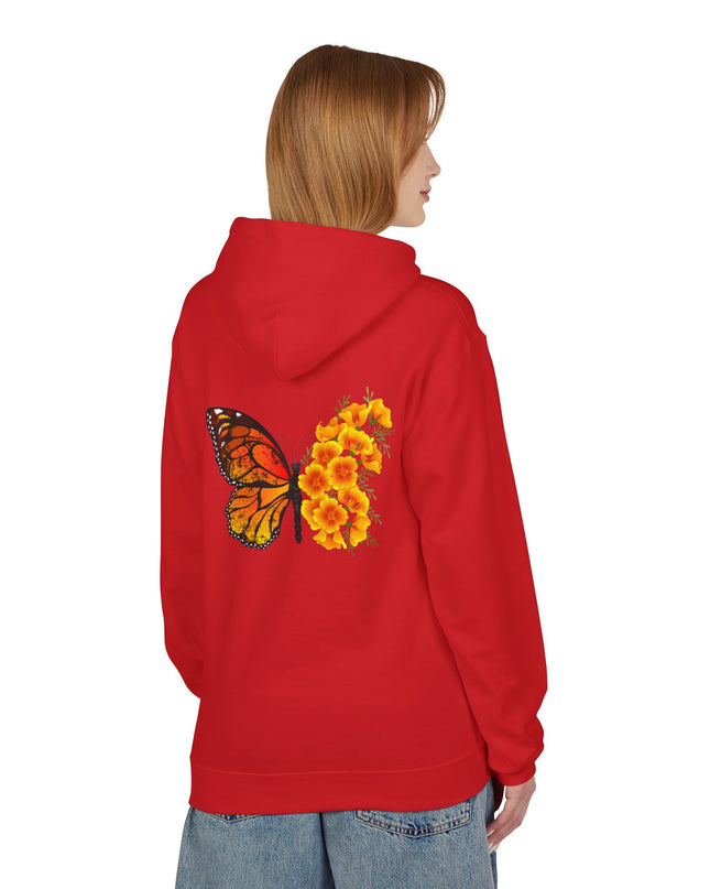 "Butterfly Poppies" (Ink front and back) Unisex Midweight Softstyle Fleece Hoodie